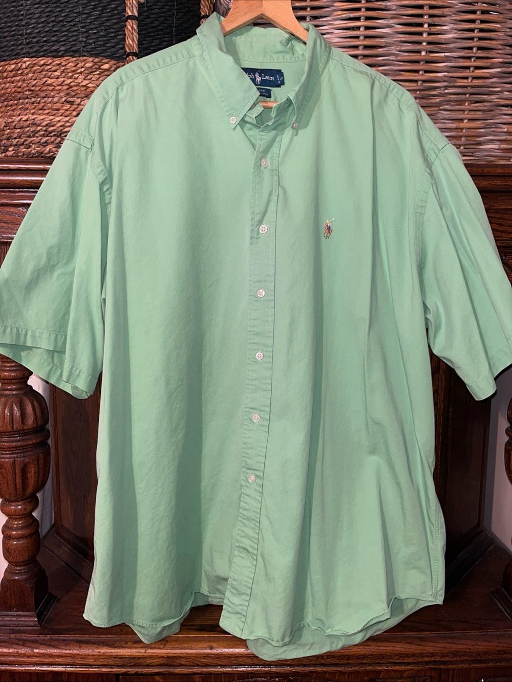 Ralph Lauren Light Mint Green Short-Sleeve Button-Down Shirt